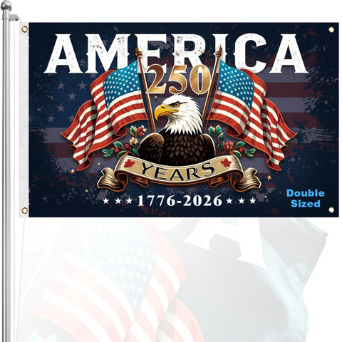 Ztzfacai American 250th flag front view with double-sided print for outdoor display.
