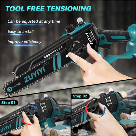 ZUYIYI includes the saw, extra chains, and a manual for setup