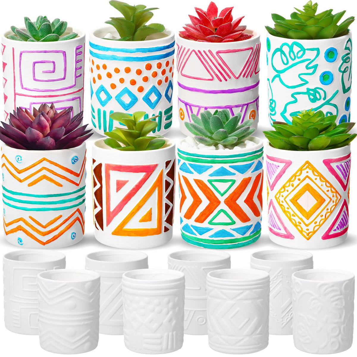 Zubebe paint-your-own ceramic pots 12-pack for creative DIY projects