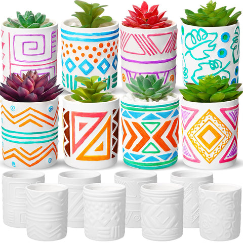 Zubebe paint-your-own ceramic pots 12-pack for creative DIY projects