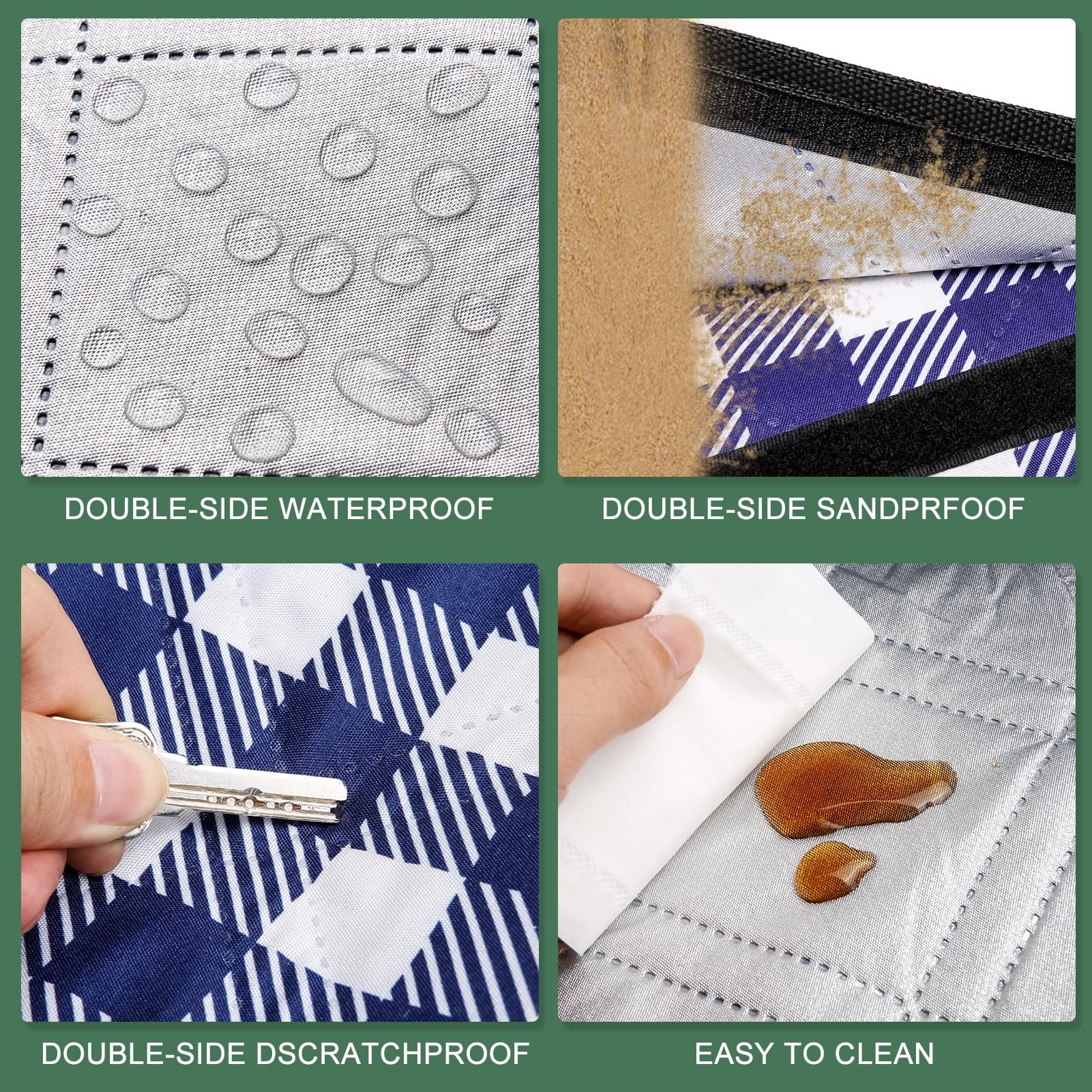 ZUBOND picnic blanket folds compactly with a carry handle for easy transport.