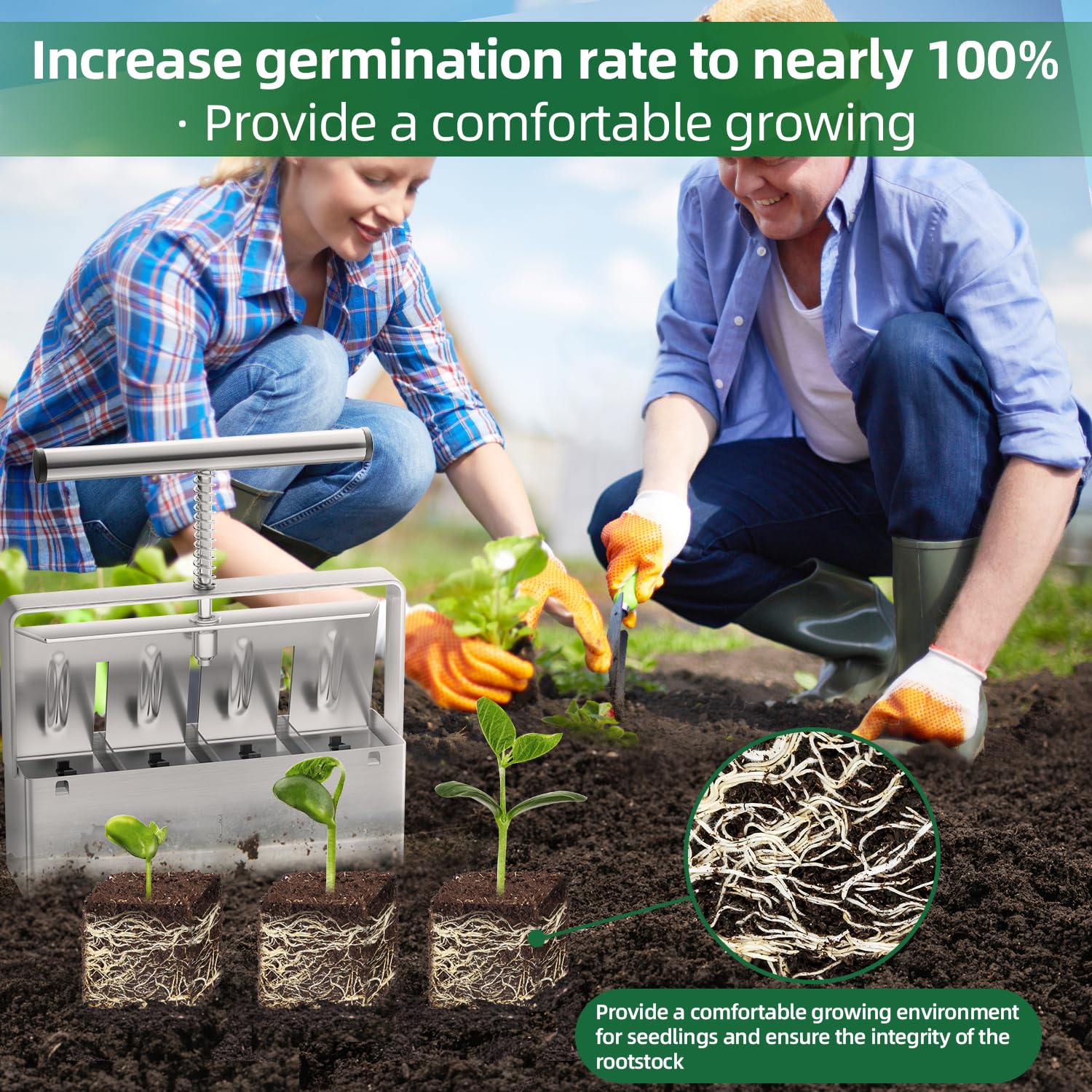 Eco-friendly seed starting with no plastic pots using the Zukakii tool.