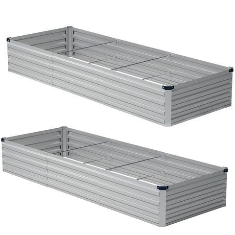 Zunatu galvanized raised bed front view; two pack for productive patios and gardens