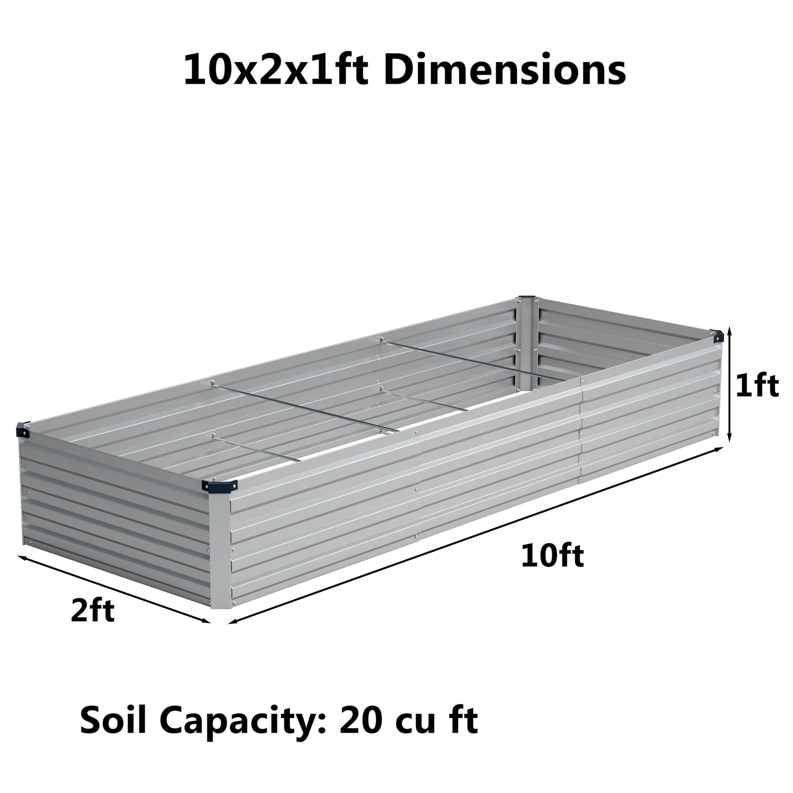 Zunatu galvanized raised bed side view; durable planters for vegetables and flowers