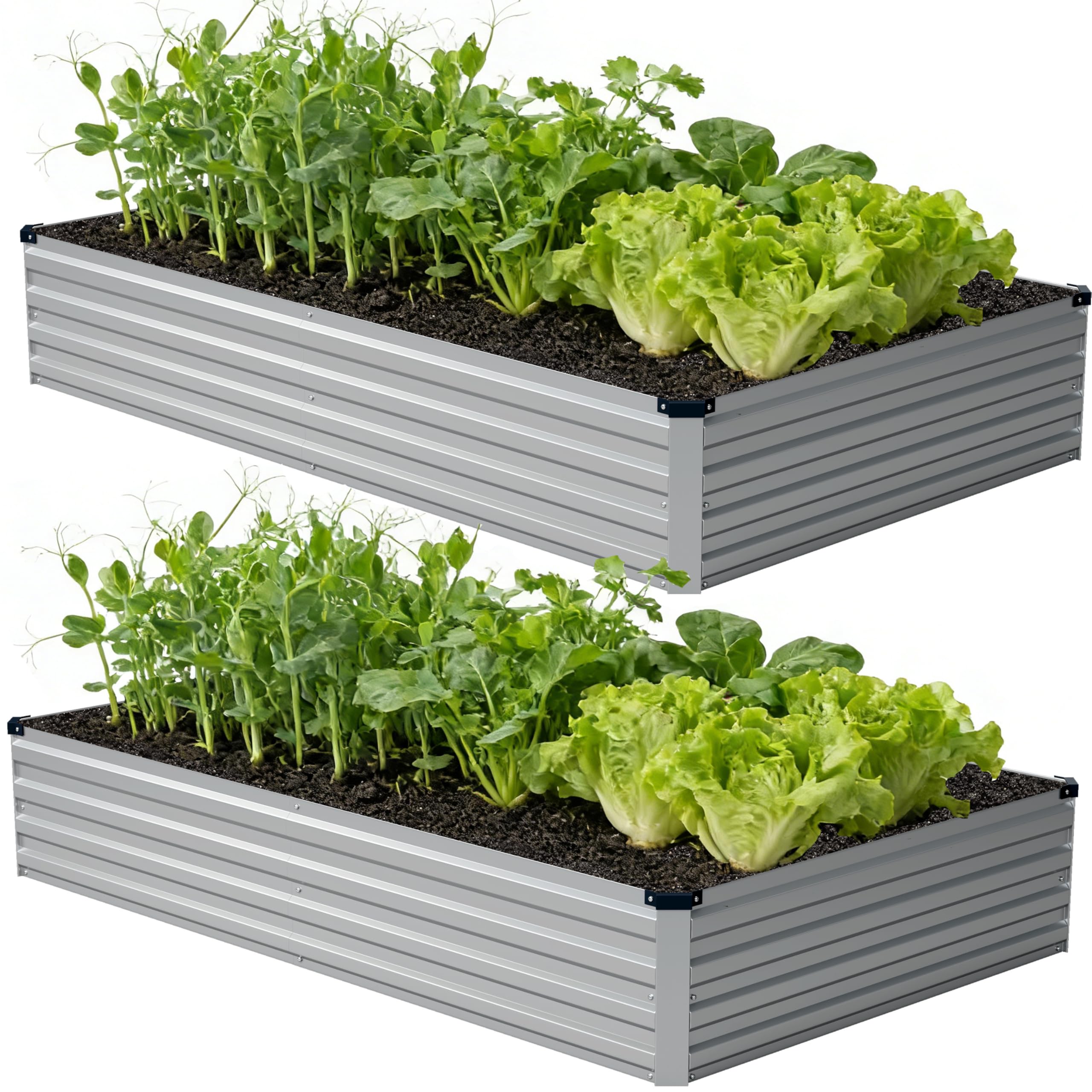 Zunatu 2-pack galvanized raised garden bed ready for easy outdoor gardening