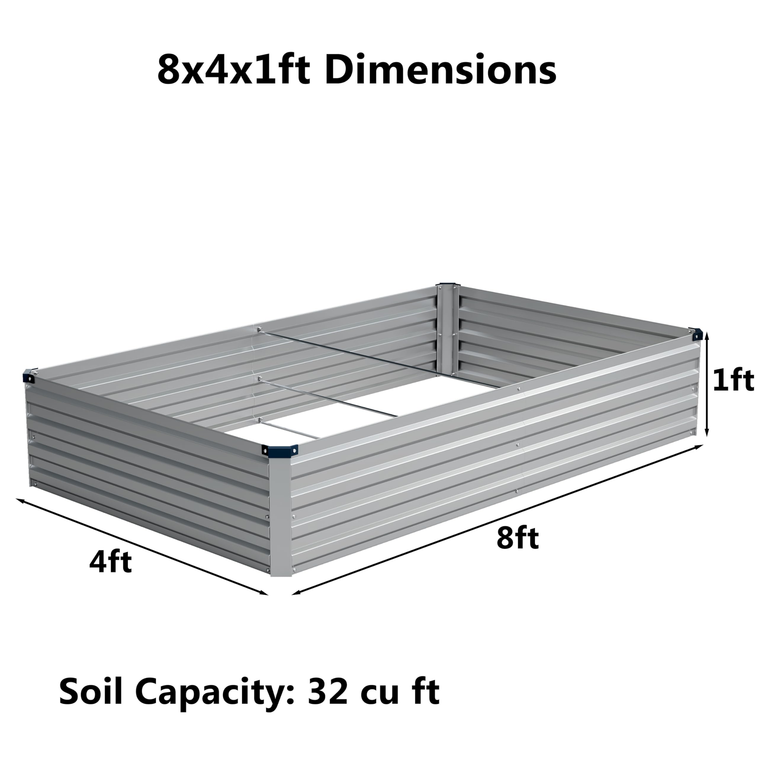 Zunatu galvanized metal planter box in silver for durable outdoor gardening