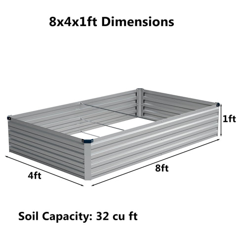 Zunatu galvanized metal planter box in silver for durable outdoor gardening