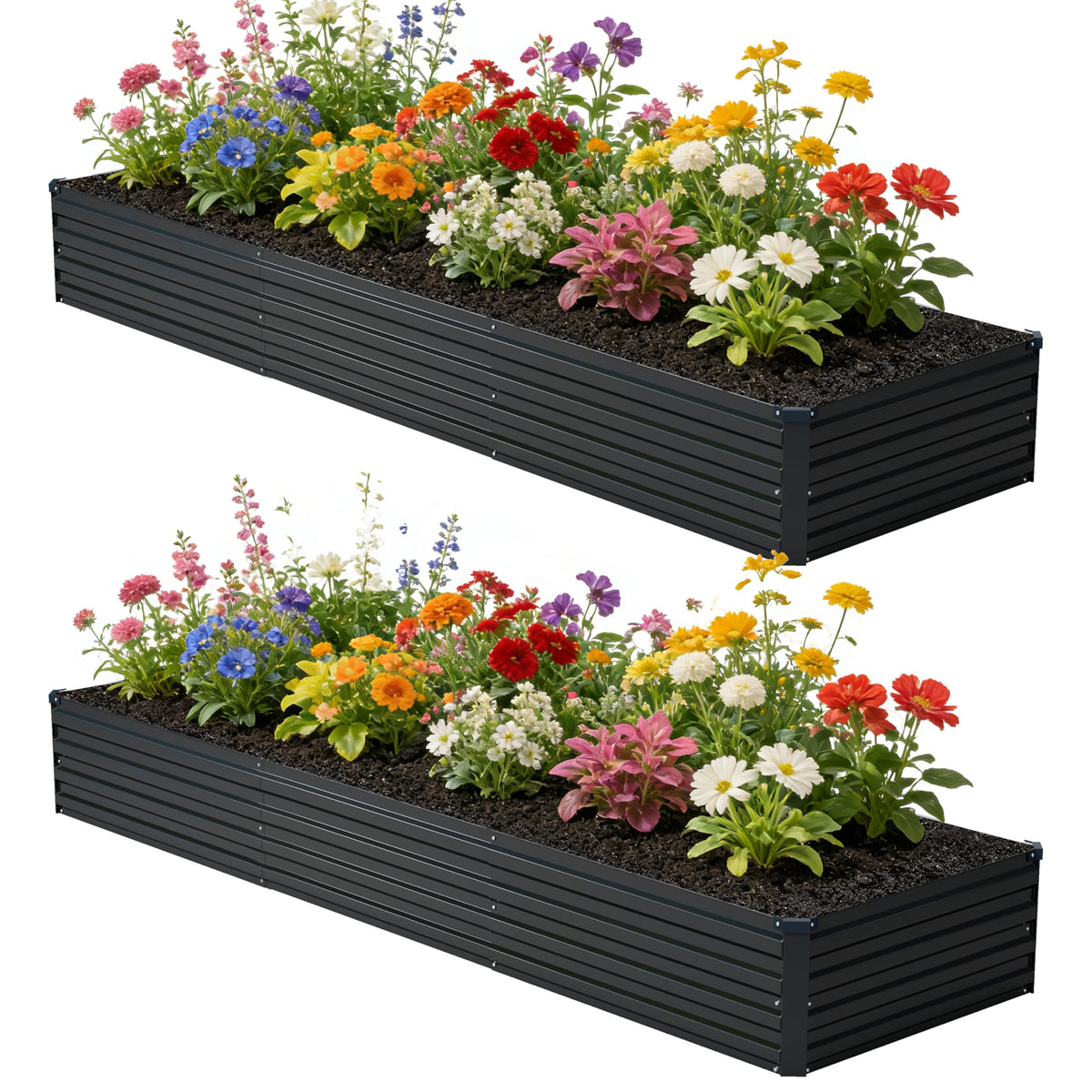 Zunatu galvanized raised garden bed 10x2x1 ft for durable outdoor gardening and easy assembly.