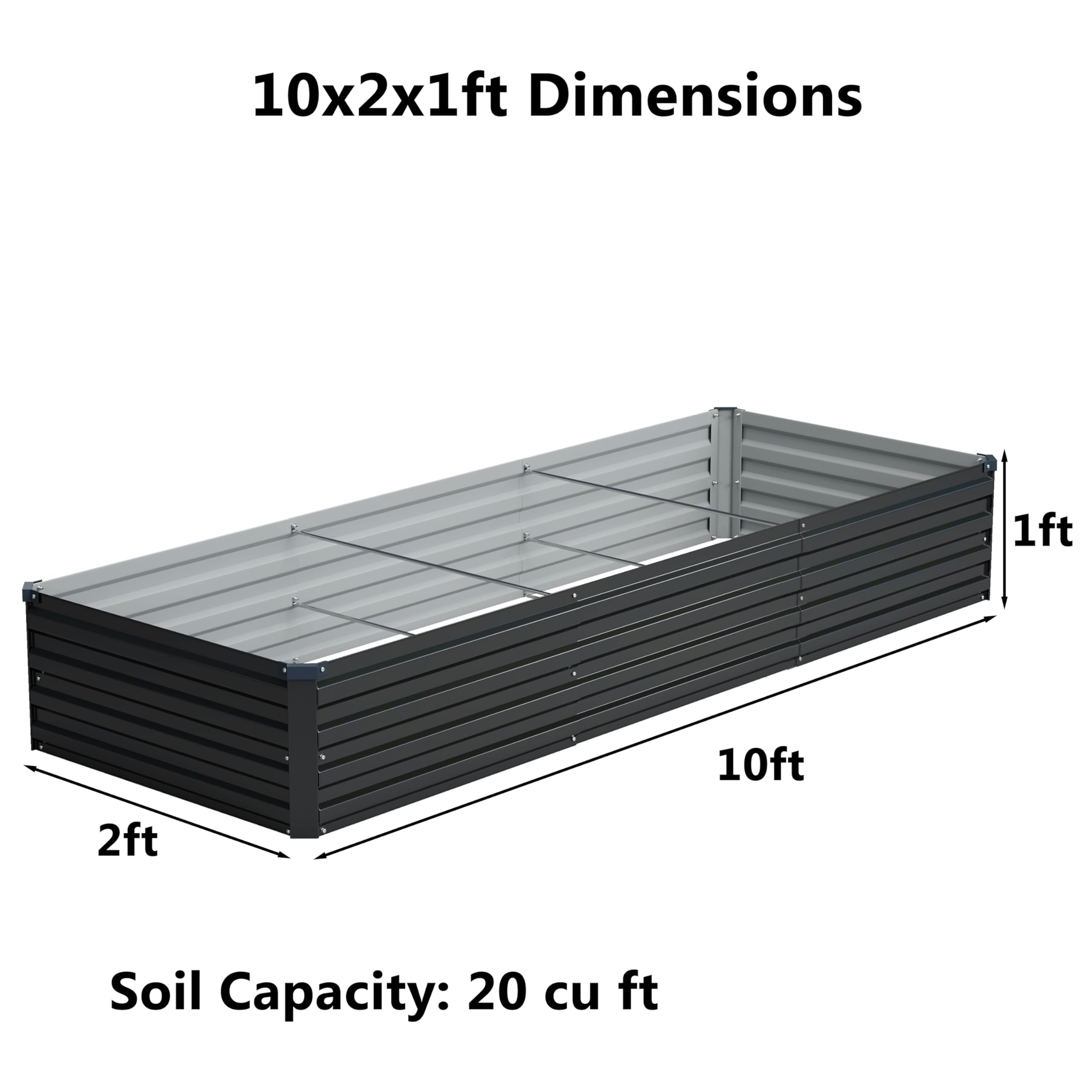Zunatu outdoor planter box made of metal with open bottom design for healthy root growth.
