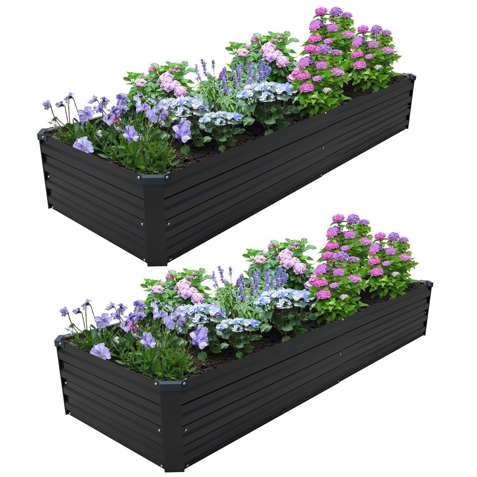 ZUNUDA 8x2x1ft galvanized raised garden bed assembly with two planters for a spacious layout