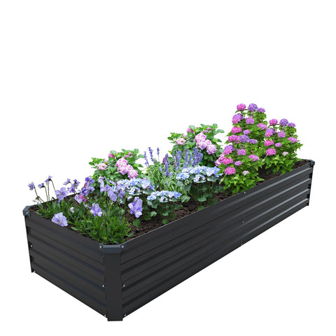 Black exterior of ZUNUDA raised bed blending with outdoor space