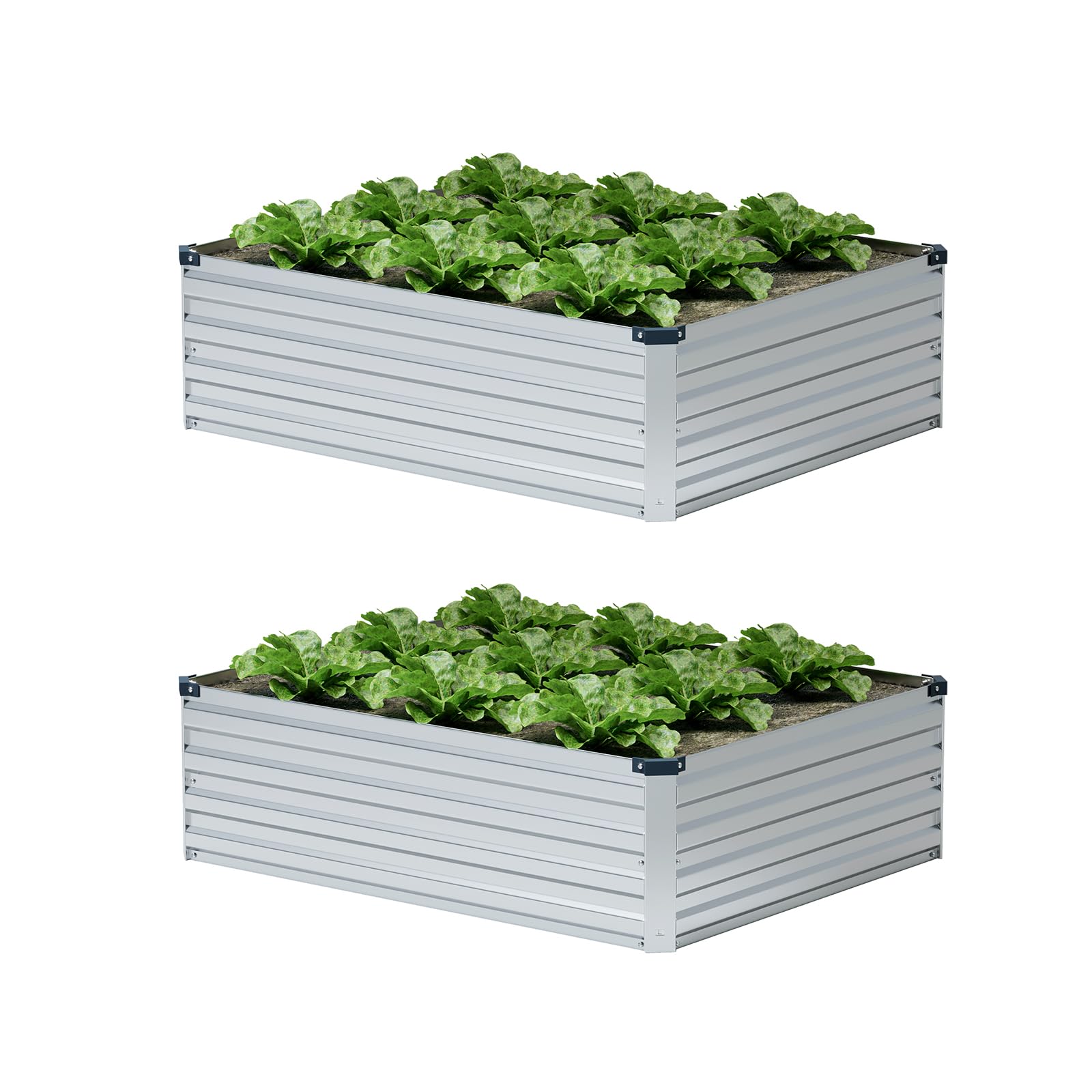 ZUNUDA galvanized raised bed kit during assembly, ideal for patio vegetable gardening