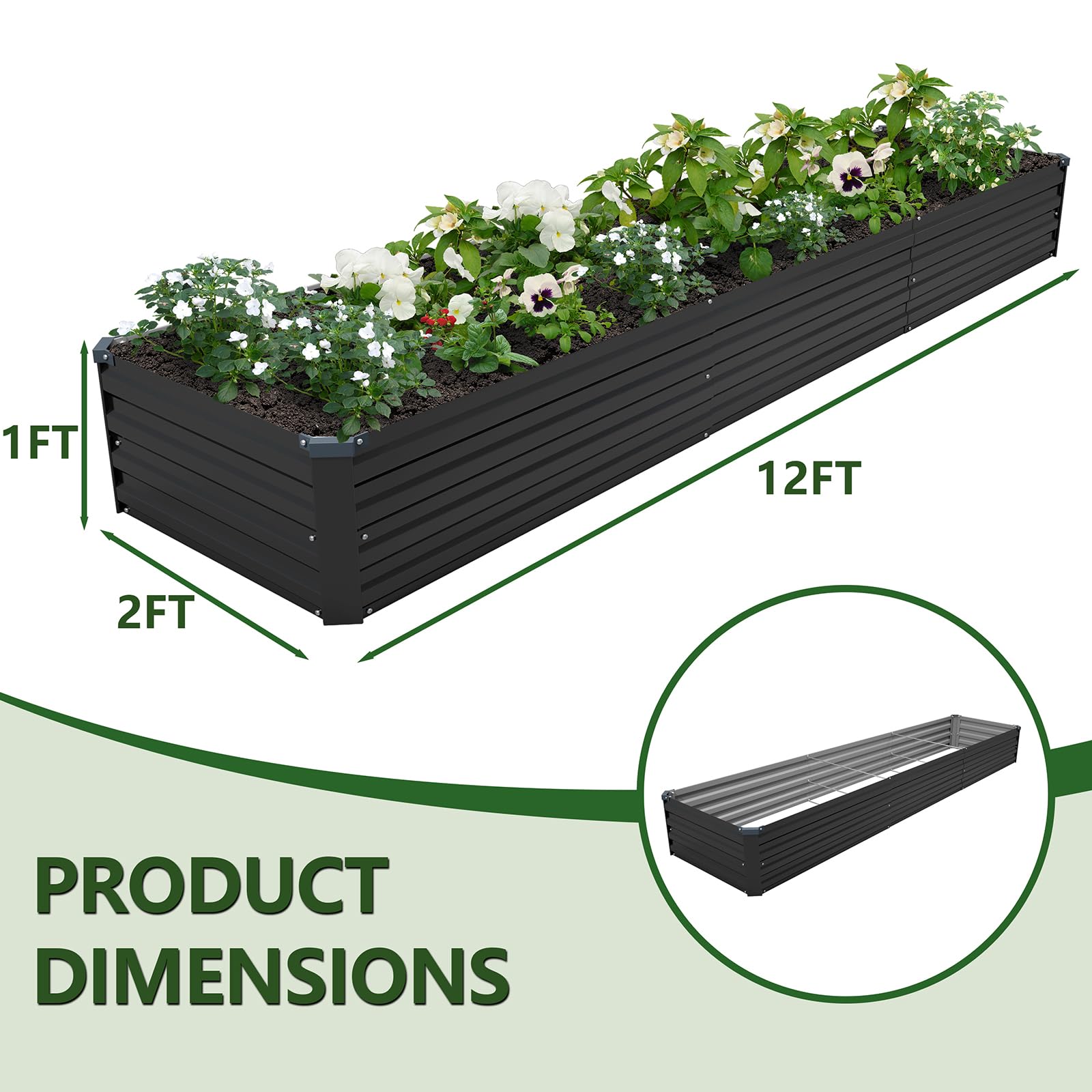 ZUNUDA two-box garden bed setup highlighting ample planting space for vegetables.