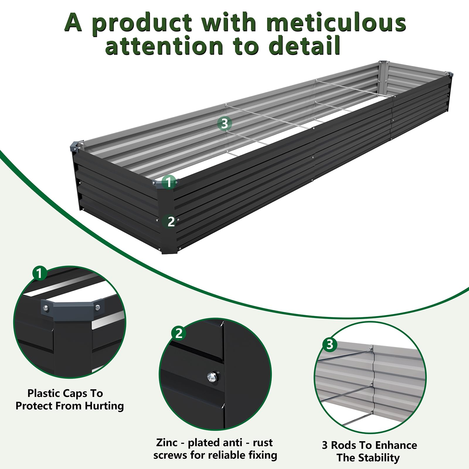 ZUNUDA weather-resistant coated steel bed withstands outdoor conditions for seasons.