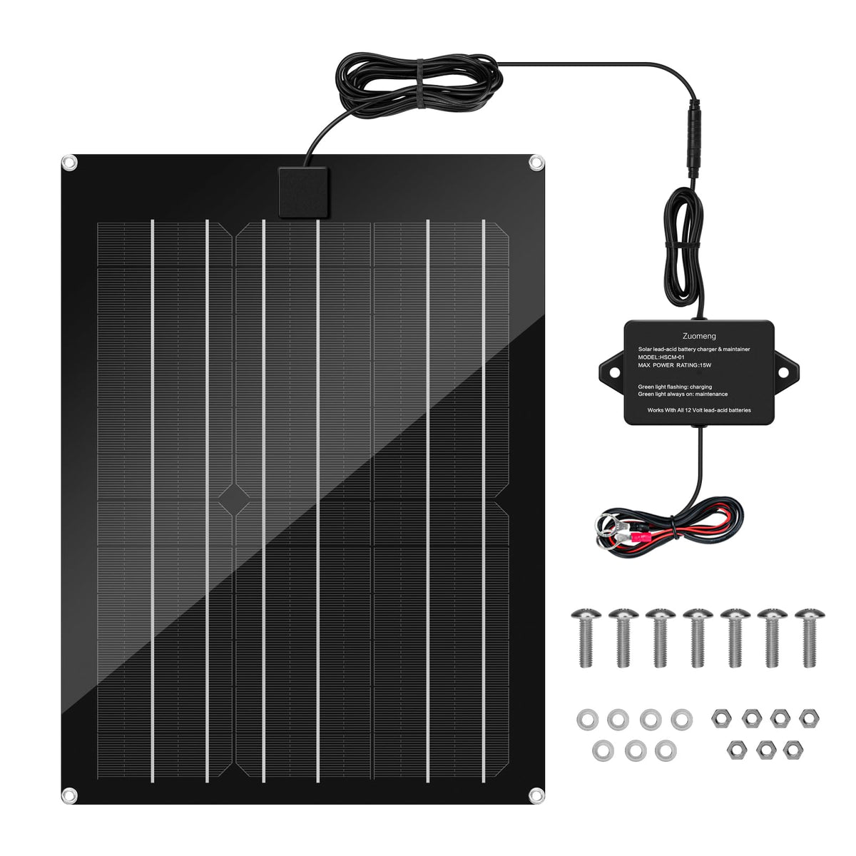 Zuomeng 15W solar panel trailer kit mounted for continuous charging