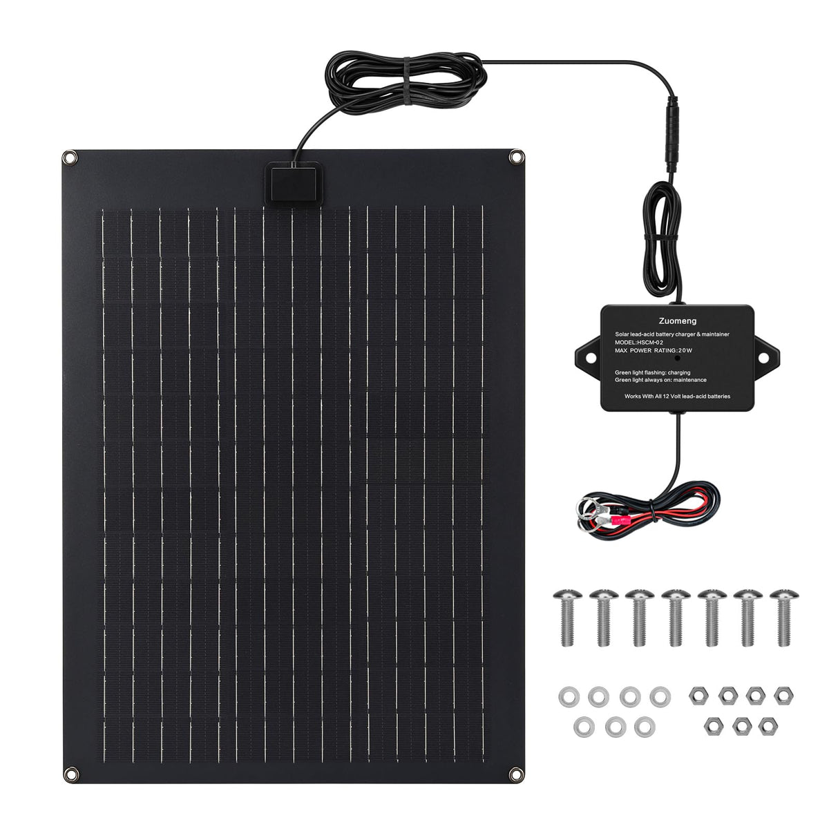 Zuomeng 20W solar panel for dump trailer delivering efficient charging in sunlight.