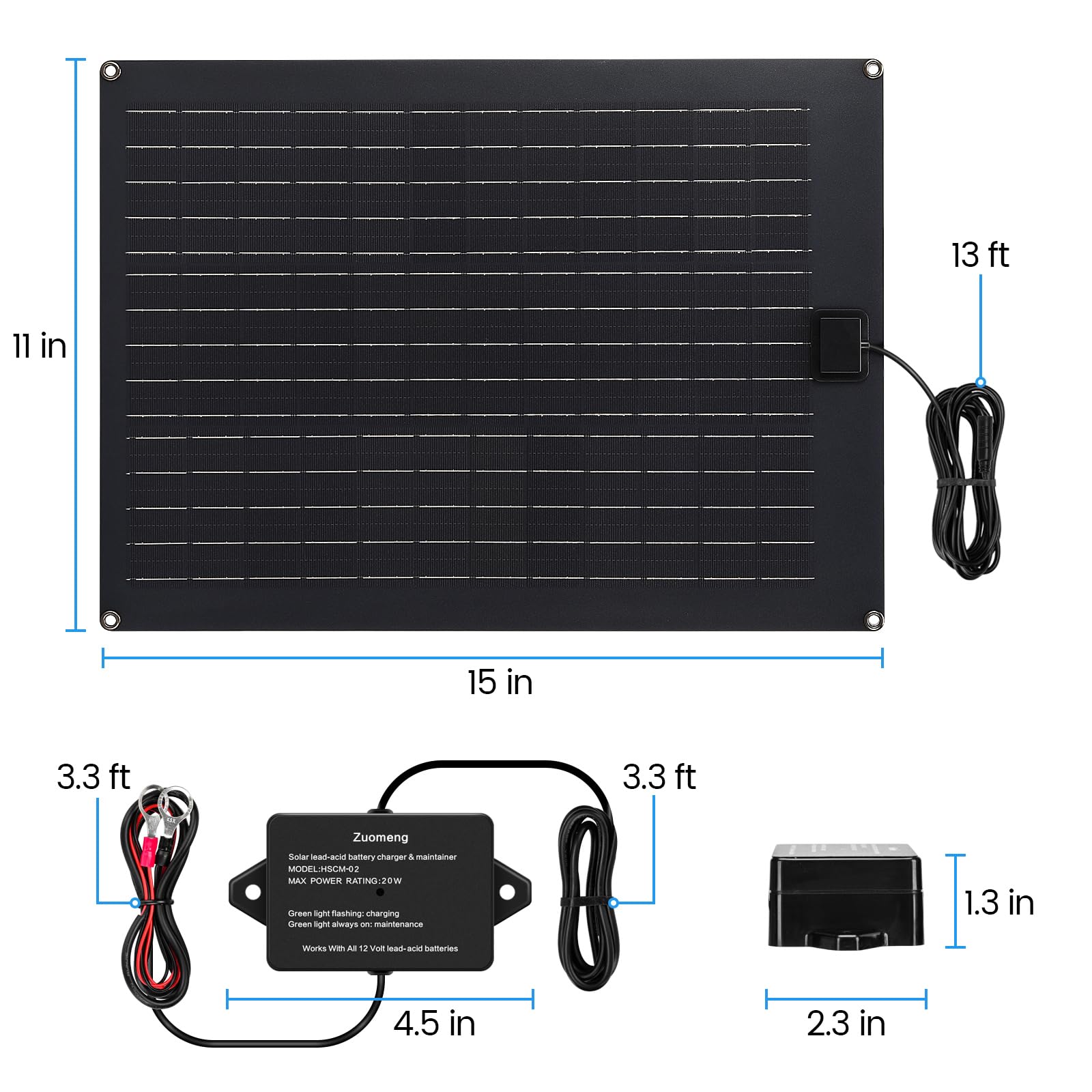 Zuomeng four‑stage charging with maintenance mode protects battery health.