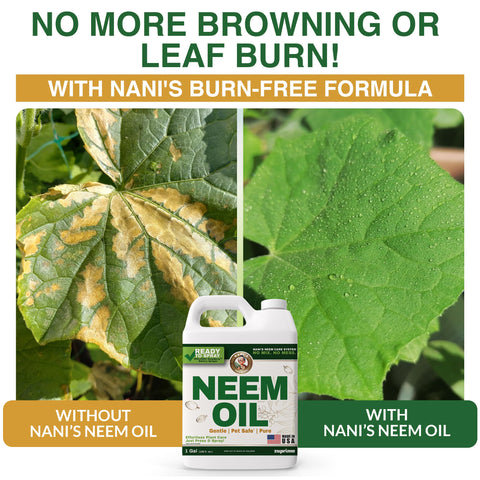 Zuprime Neem Oil Spray label shows 100% cold-pressed oil for plant care.