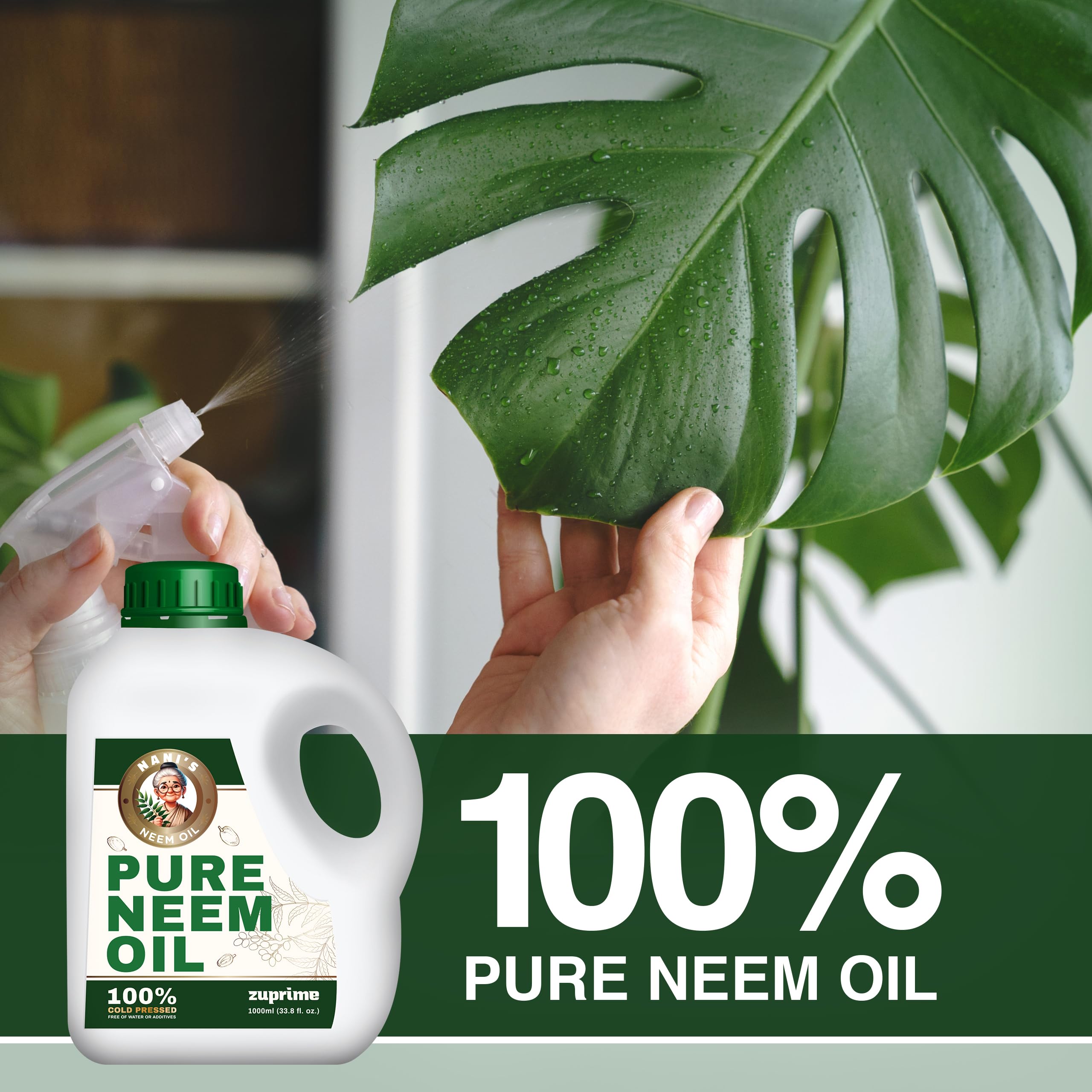 Zuprime Nani's Neem Oil concentrate dilution steps for easy, even spraying.