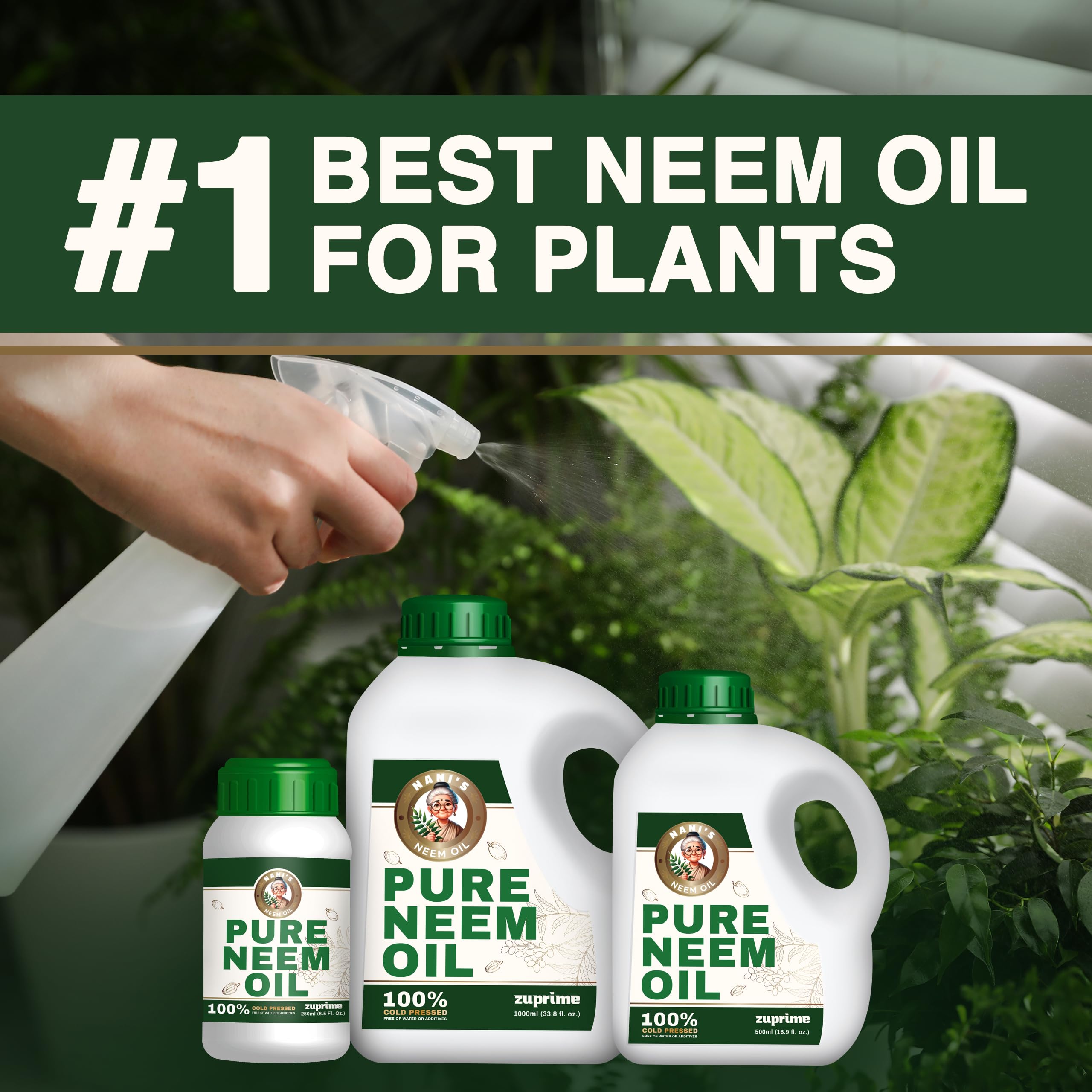 Zuprime Nani's Neem Oil indoor plants benefit from a gentle spray.