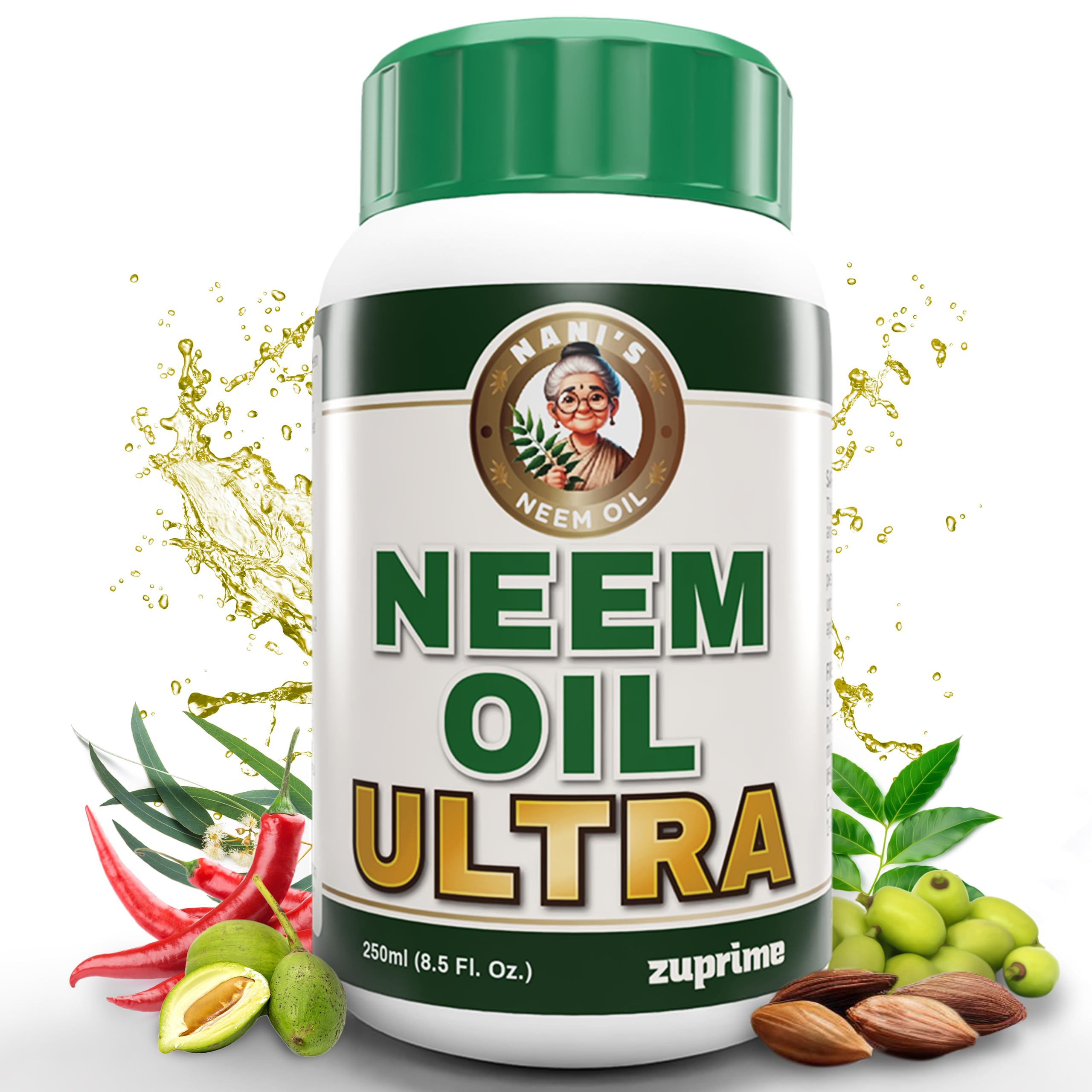 Zuprime Nani's Ultra Neem Spray Oil bottle for plant care and growth