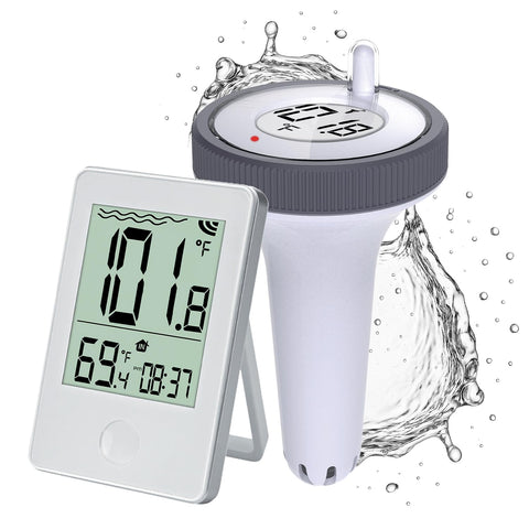 Zuprime SpaGauge floating sensor displaying real-time water temperature.