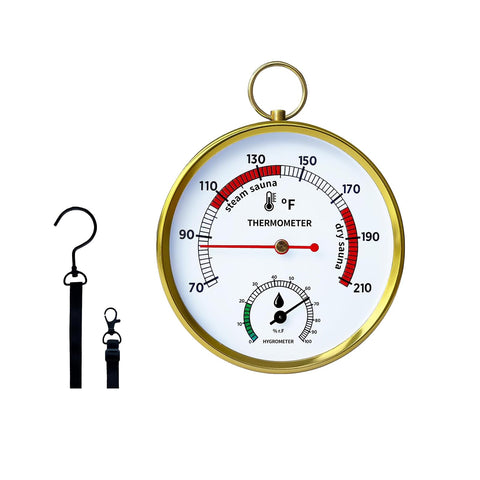 Zuwevbo 2-in-1 sauna gauge with an easy-read dial for temp and humidity.