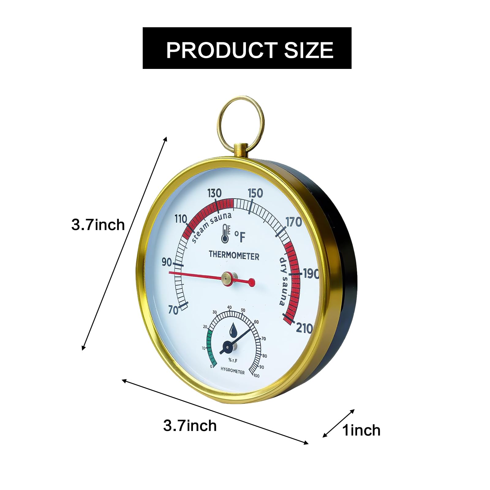 Zuwevbo sauna gauge shown wall-mounted for steady placement in saunas.
