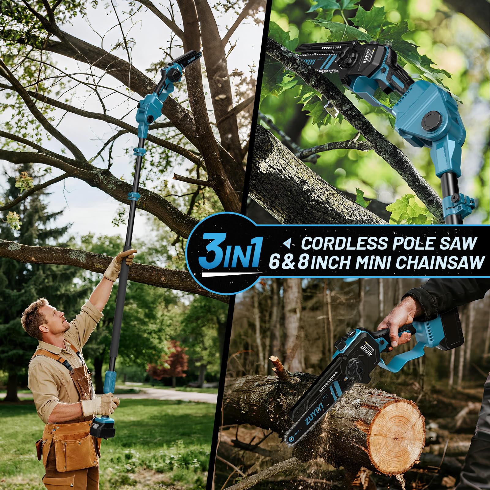 ZUYIYI 6-inch mini chainsaw for precise cuts in tight spaces.
