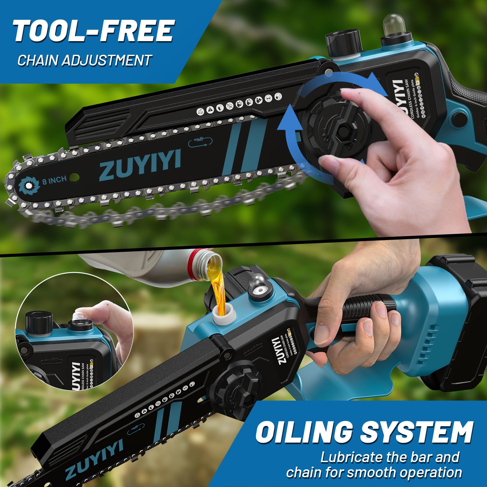 ZUYIYI auto-oiling and tool-free tension simplify maintenance.