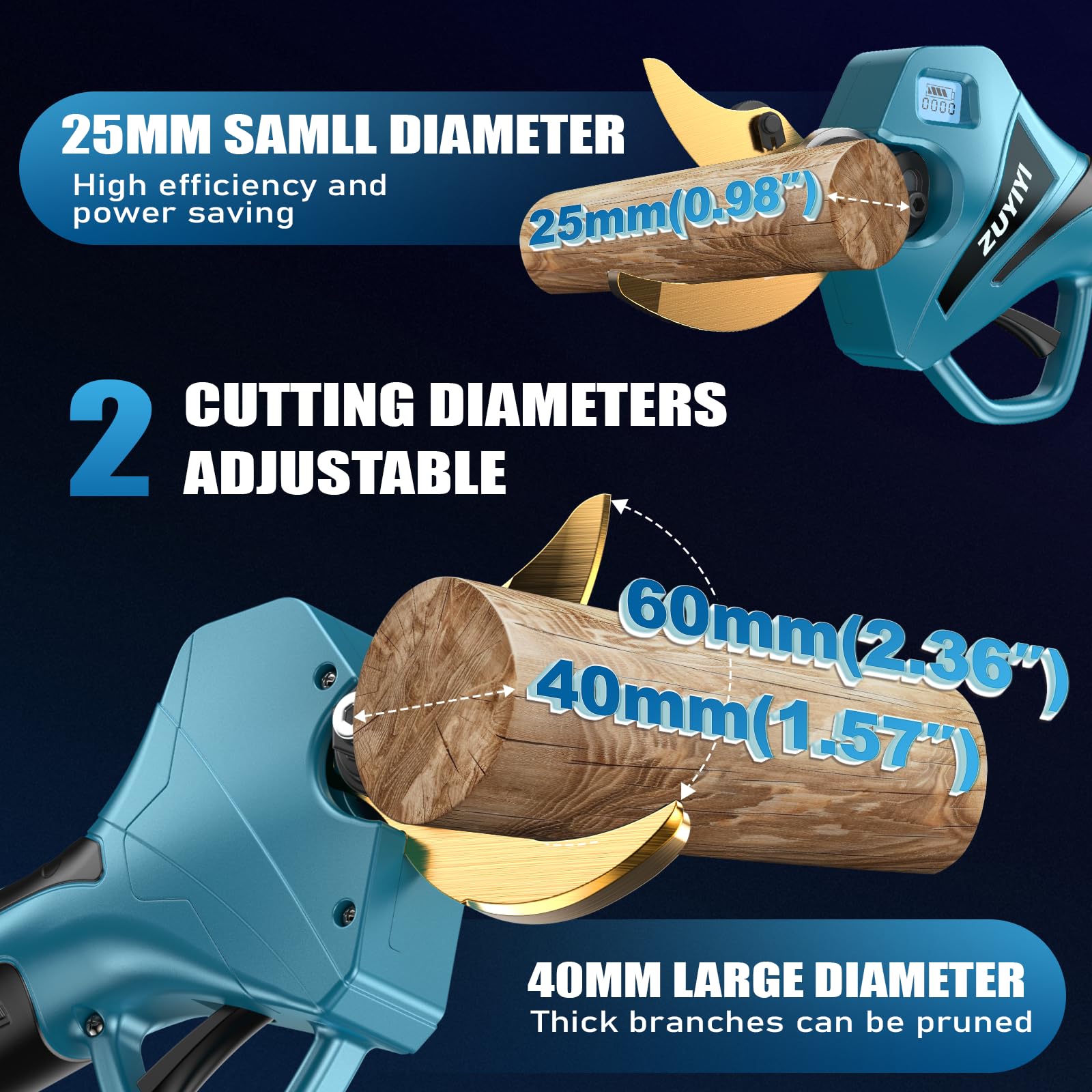 Lightweight pruner with extended pole for long reach.