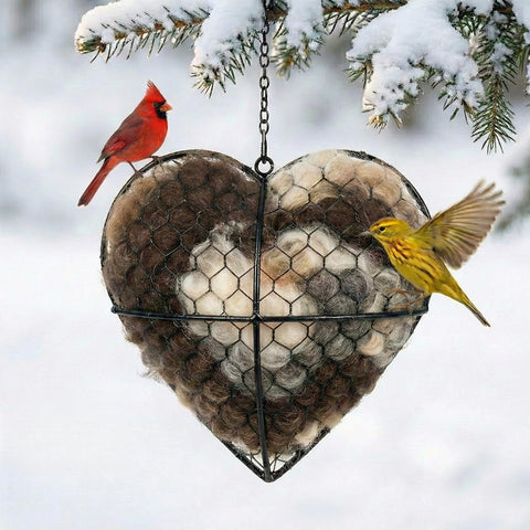 ZUZIF alpaca fiber bird nesting heart hanging as nesting material source for wildlife