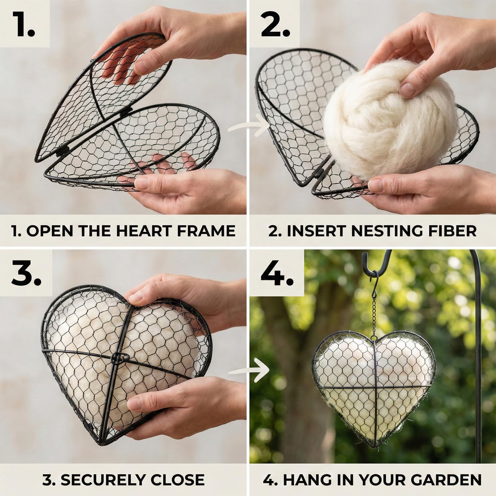 ZUZIF garden decor nest heart enhances yard aesthetics while wildlife