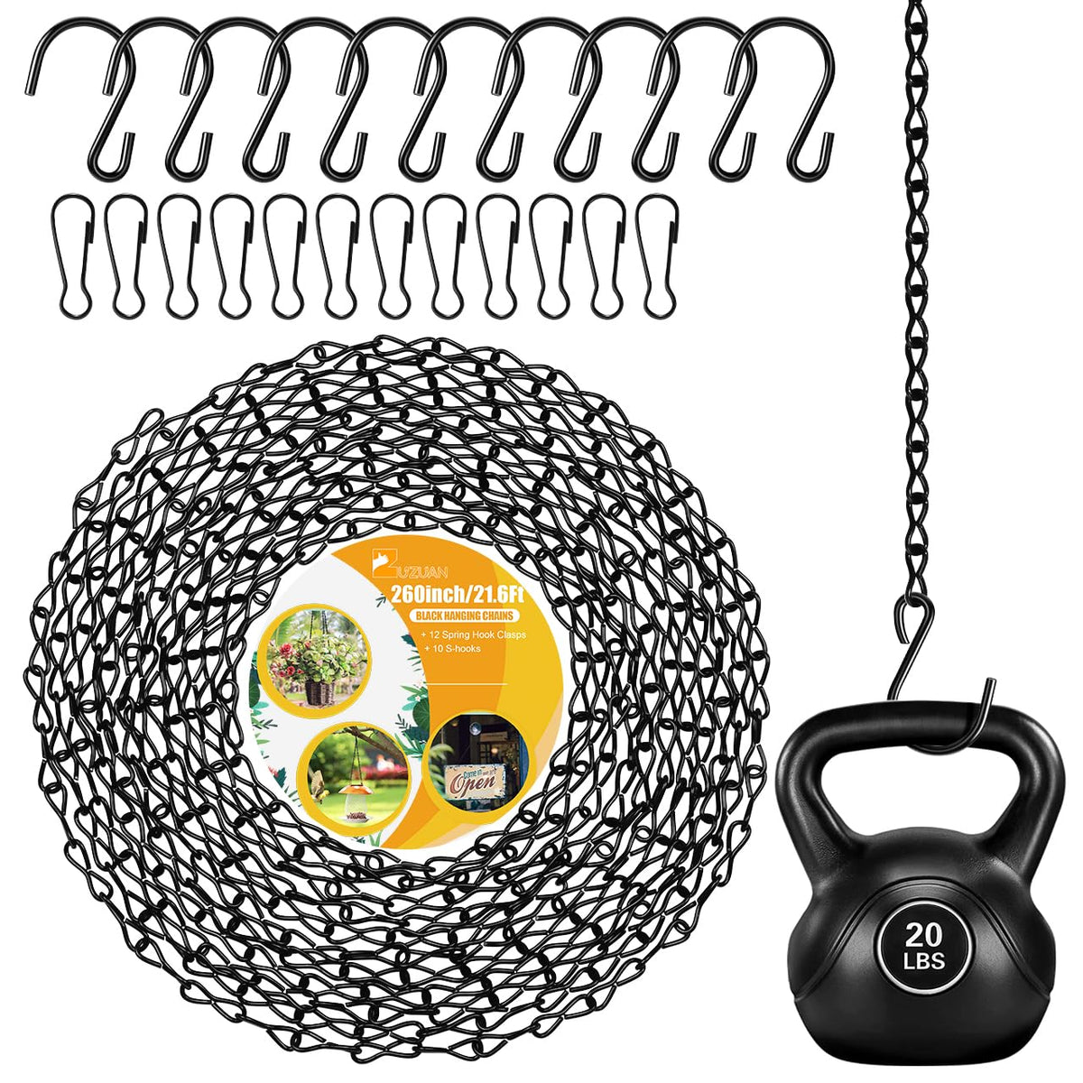 ZUZUAN 260inch black hanging chain for versatile ceiling mounting