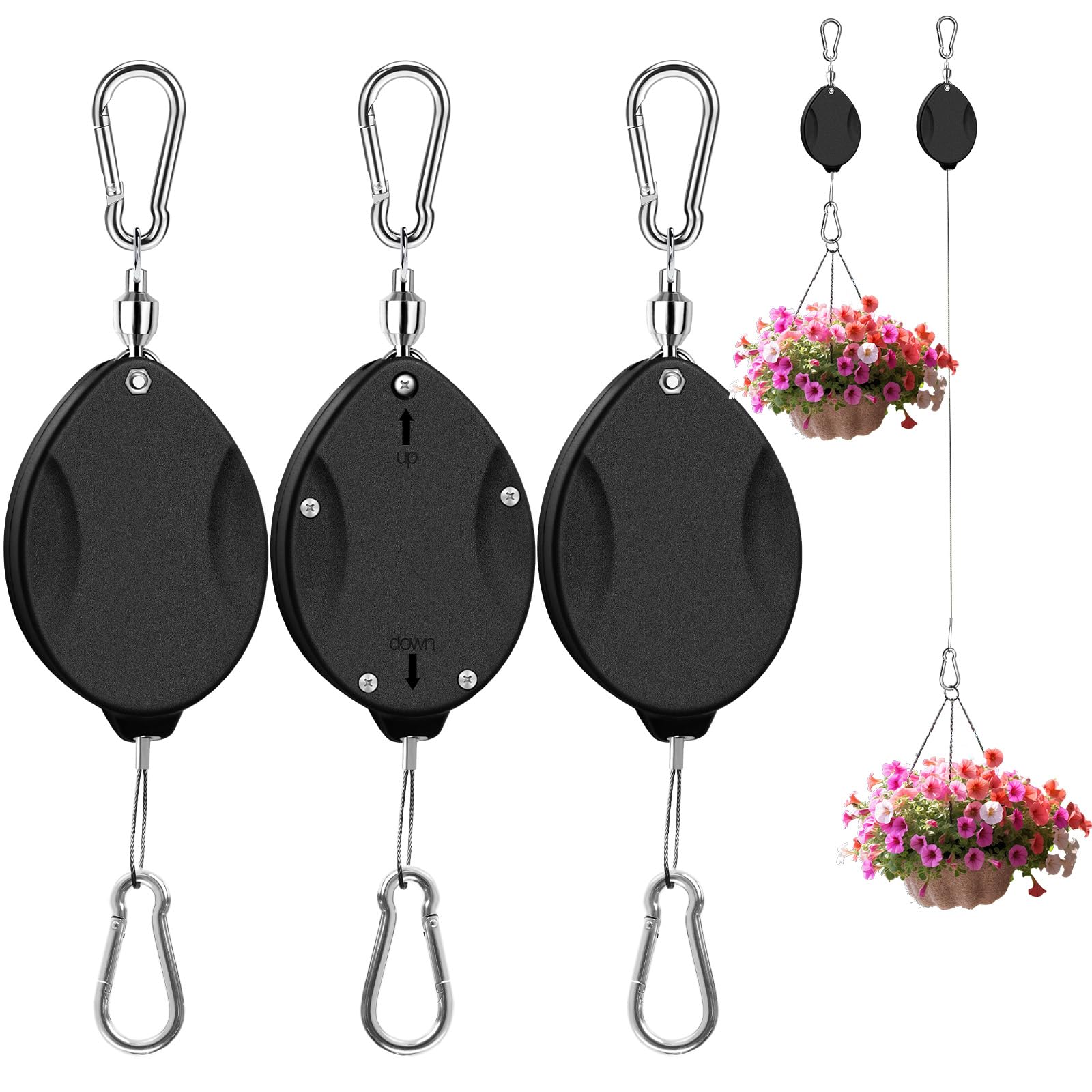 ZUZUAN 3-piece retractable plant hanger kit, easy setup.