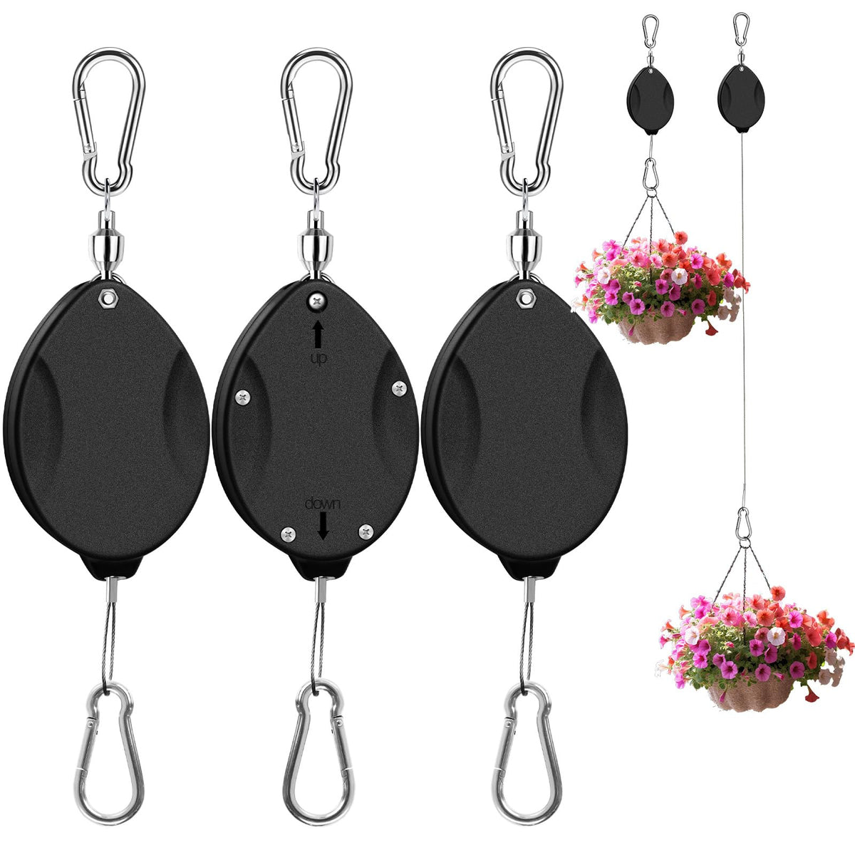 ZUZUAN 3-piece retractable plant hanger kit, easy setup.