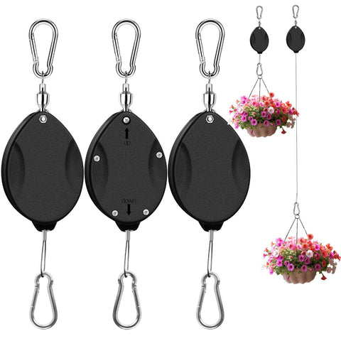 ZUZUAN 3-piece retractable plant hanger kit, easy setup.