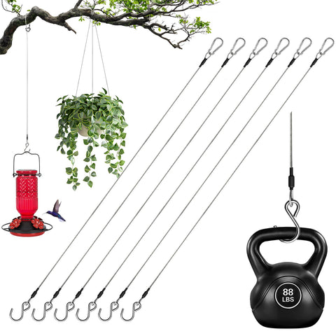 ZUZUAN 6pc 23.6in stainless steel wire ropes for durable outdoor hanging.