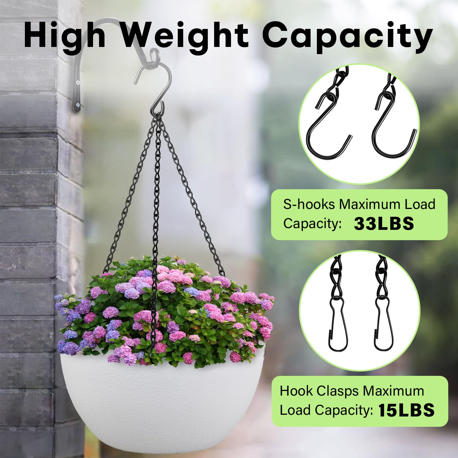 ZUZUAN chain installed with a plant pot showing adjustable length capability.