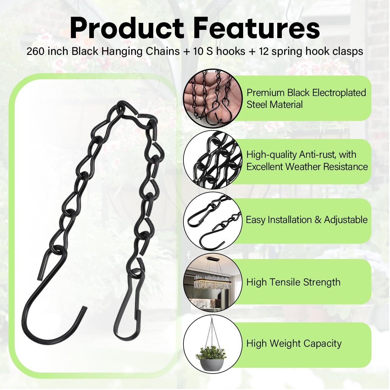 ZUZUAN durable carbon steel with black finish for garden setups
