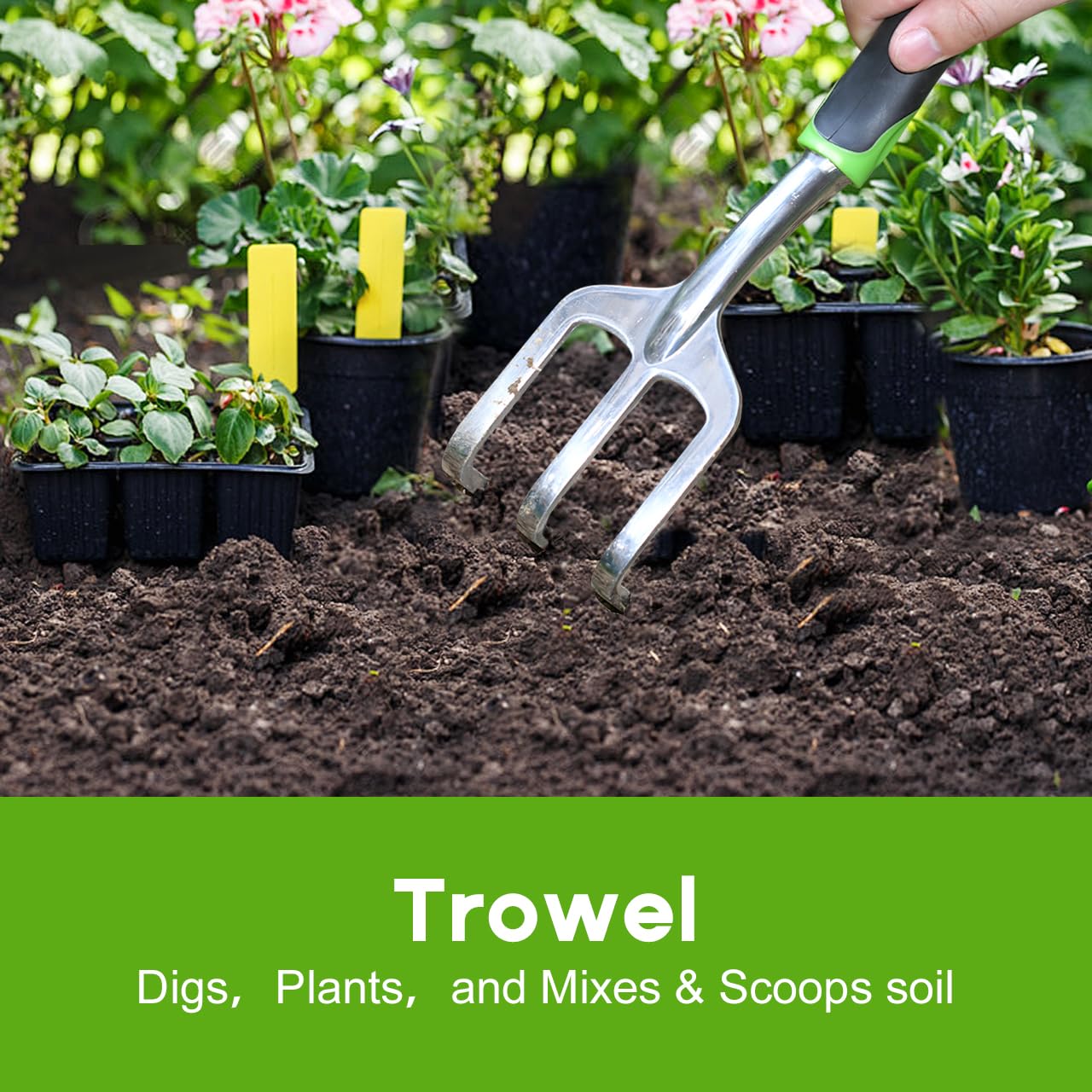 ZUZUAN ergonomic non-slip handle reduces hand fatigue during gardening.