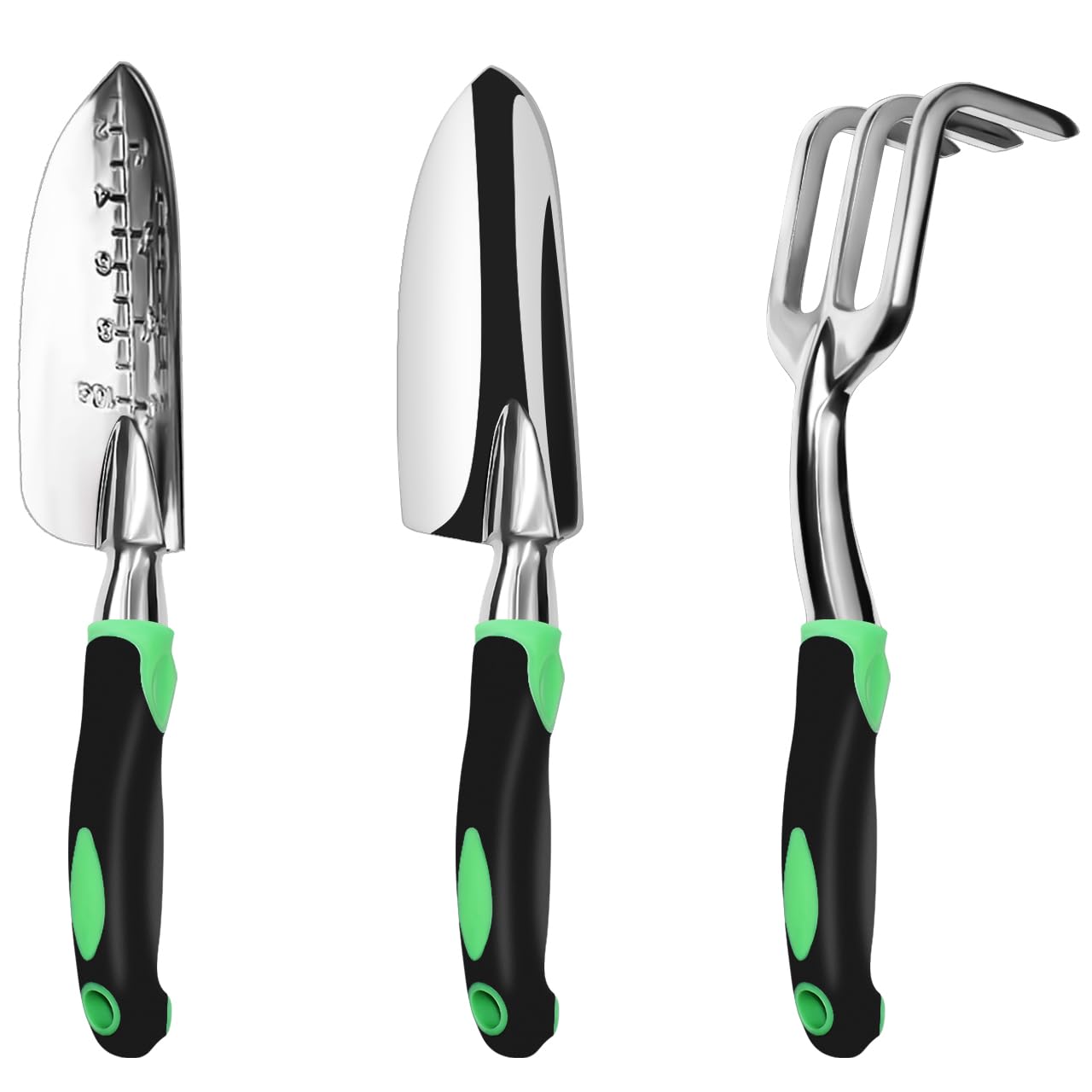 ZUZUAN 3-piece garden tool set displayed for digging and planting tasks.