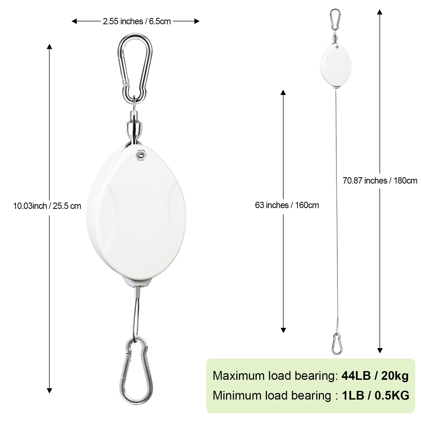 ZUZUAN heavy duty pulley system with 1.5mm stainless steel wire rope.