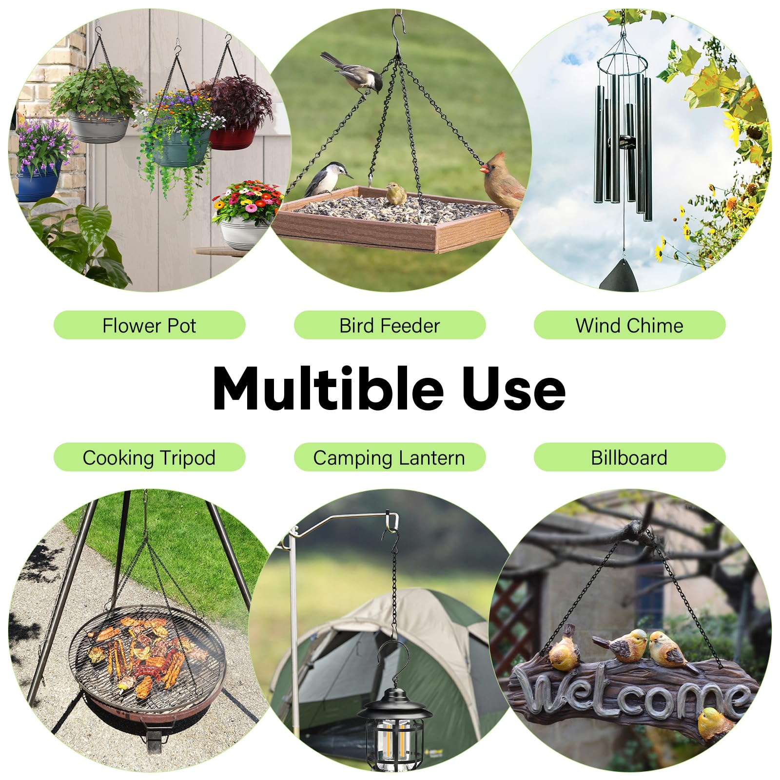 ZUZUAN indoor-outdoor setup demonstrating chain versatility for decor and fixtures.
