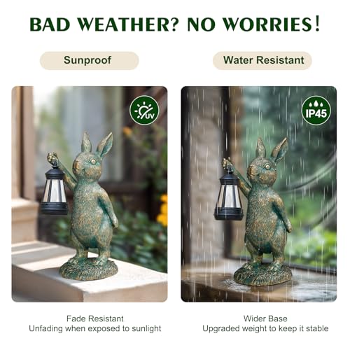 Zuzuzen rabbit statue emits a flickering glow for welcoming evenings