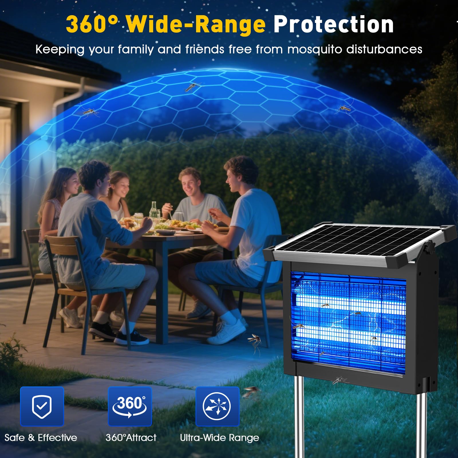 Zwiran bug zapper 4500V grid delivers fast pest elimination.