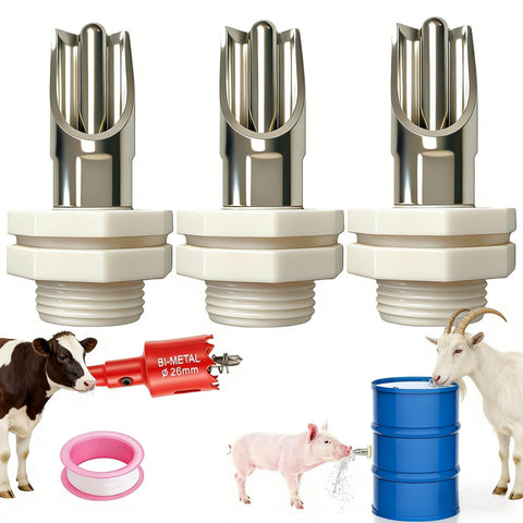 ZXFNNCY pig nipple waterer assembly for clean, automated hydration in pig pens.