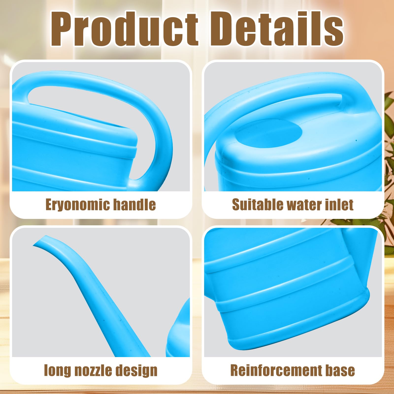 ZXJ blue watering can with comfortable handle easy grip during tasks