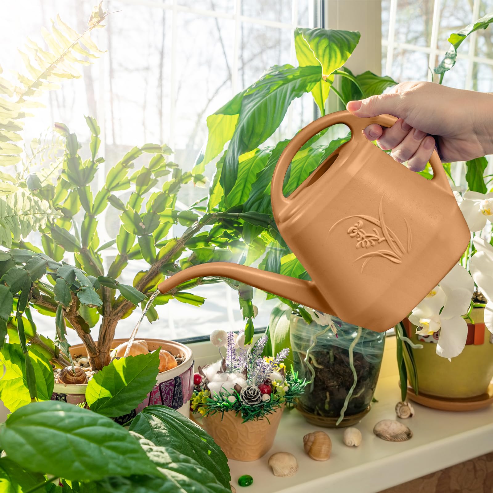 ZXJ Strength Plant Watering Can copper color complements home garden decor