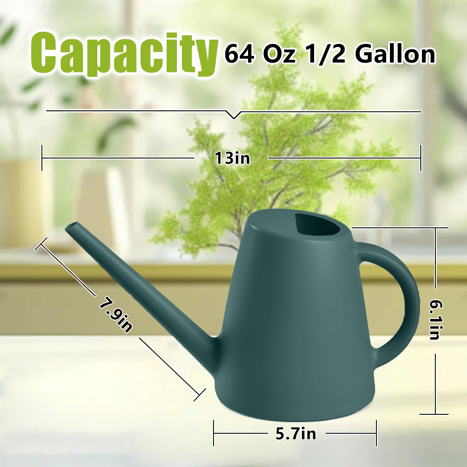 ZXJ 64oz capacity reduces refills during indoor plant care.